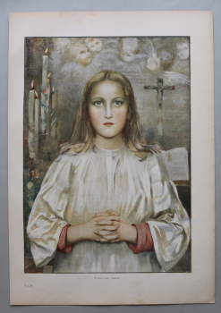 Kunst Druck William Pape 1885-1890 Andacht christlich Gebet